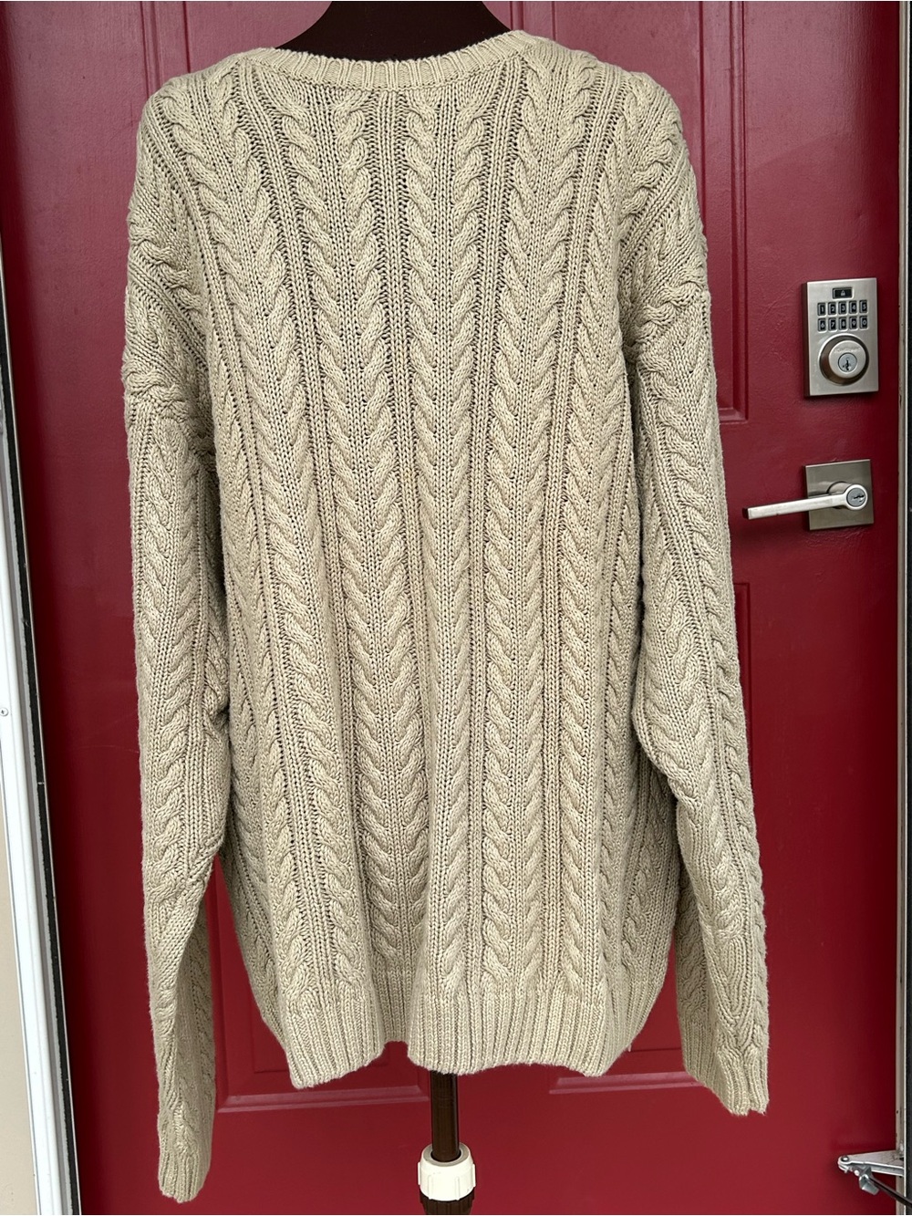 EDDIE BAUER sXL Men's Cable Knit Crewneck Sweater-💯soft cotton in Beige